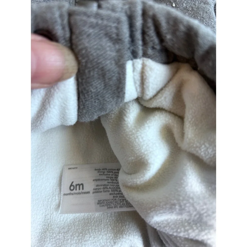 Carter's Hooded Puffer Jacket 6M Grey Sherpa Lined Quilted Outerwear Kids